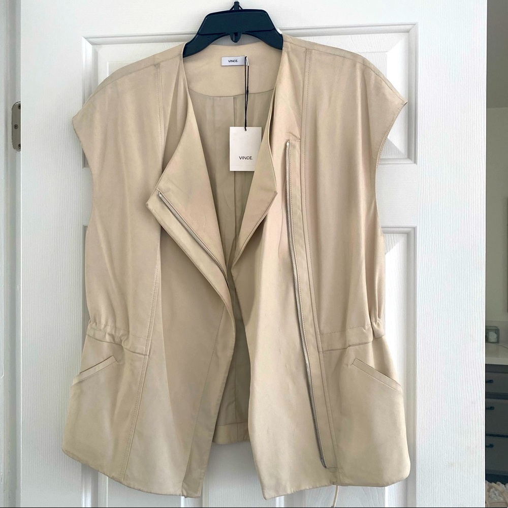 Vince 100% lamb leather vest jacket cream